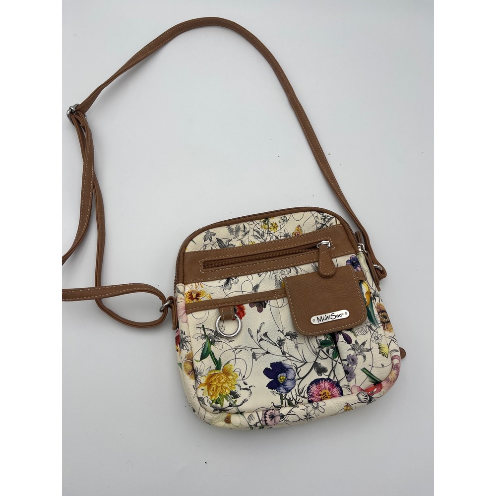 MultiSac Floral Crossbody Bag Cream Botanical/Butterfly Print Vegan